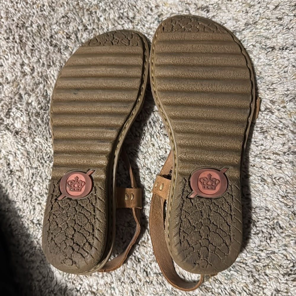 Born Tan Sandals with Ankle Strap and Comfort Footbed - Picture 2 of 5